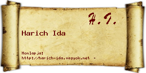 Harich Ida névjegykártya